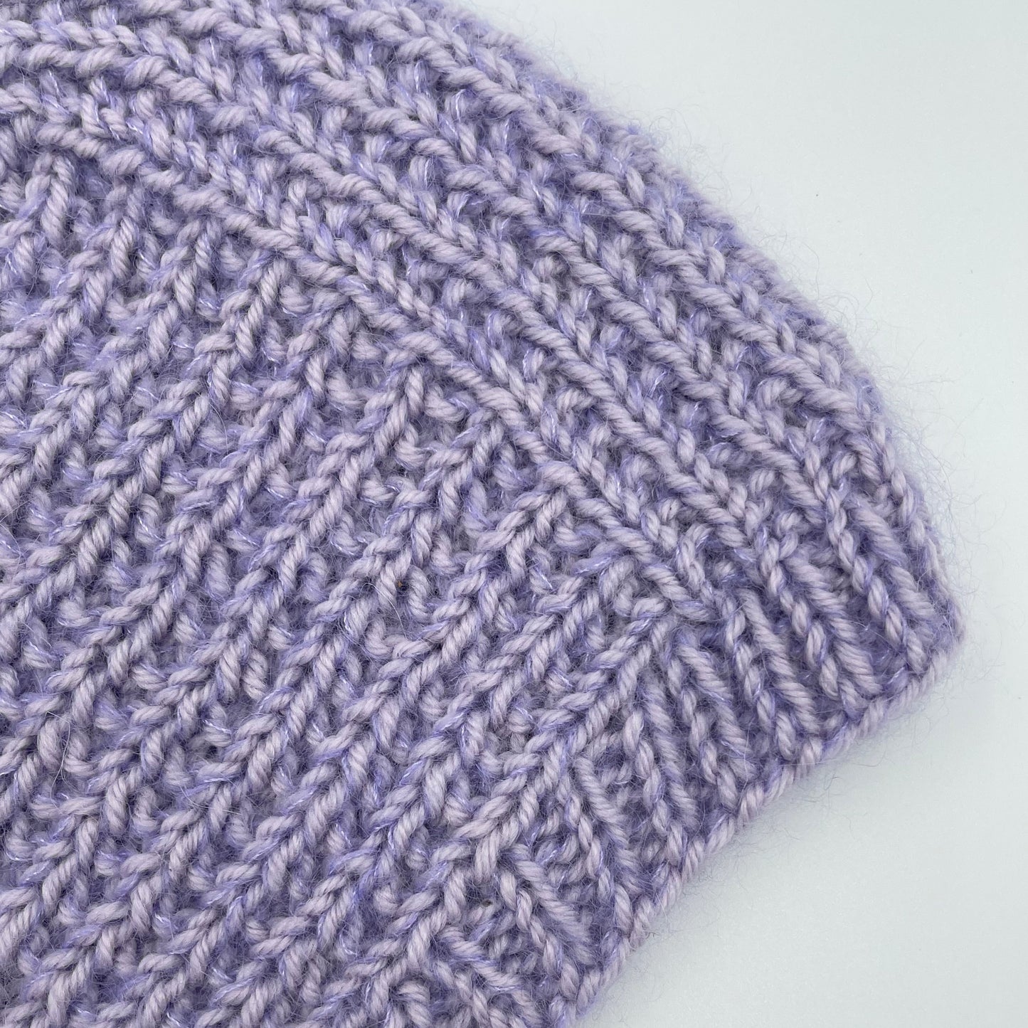 Balaclava håndstrikket lilla uld og mohair
