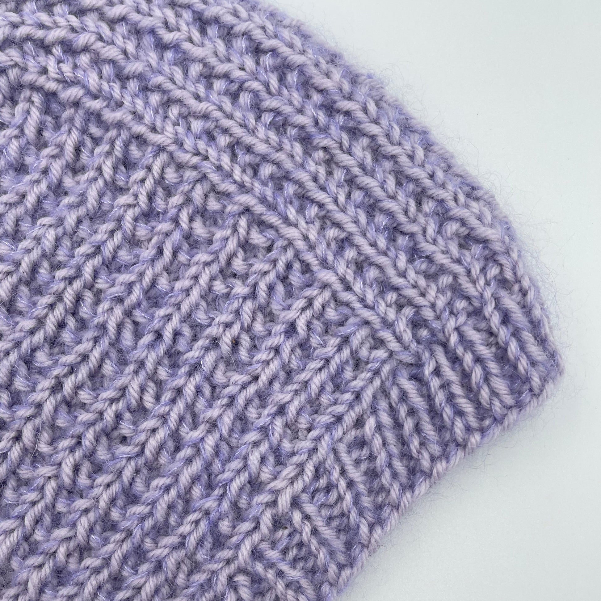 Balaclava håndstrikket lilla uld og mohair