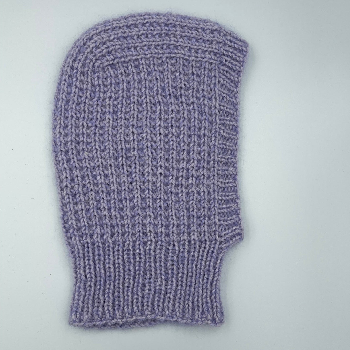 Balaclava håndstrikket lilla uld og mohair